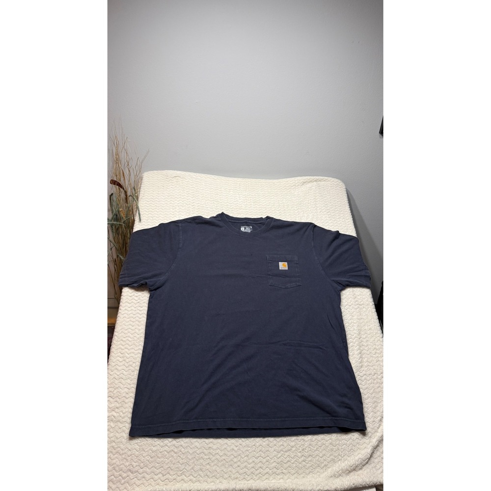 Carhartt Mens Loose Fit Short Sleeve Pocket T-Shirt Navy Blue 2XL K87